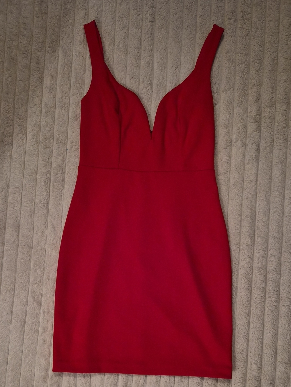 Express Red V-Neck Mini Bodycon Dress
